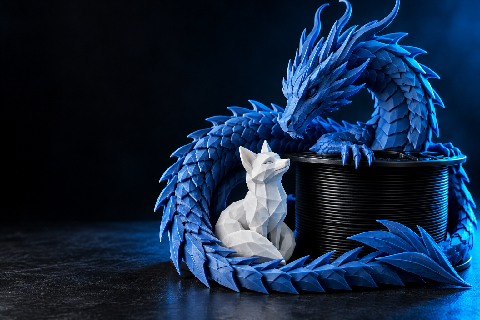 Composición ilustrativa de figuras impresas en 3D