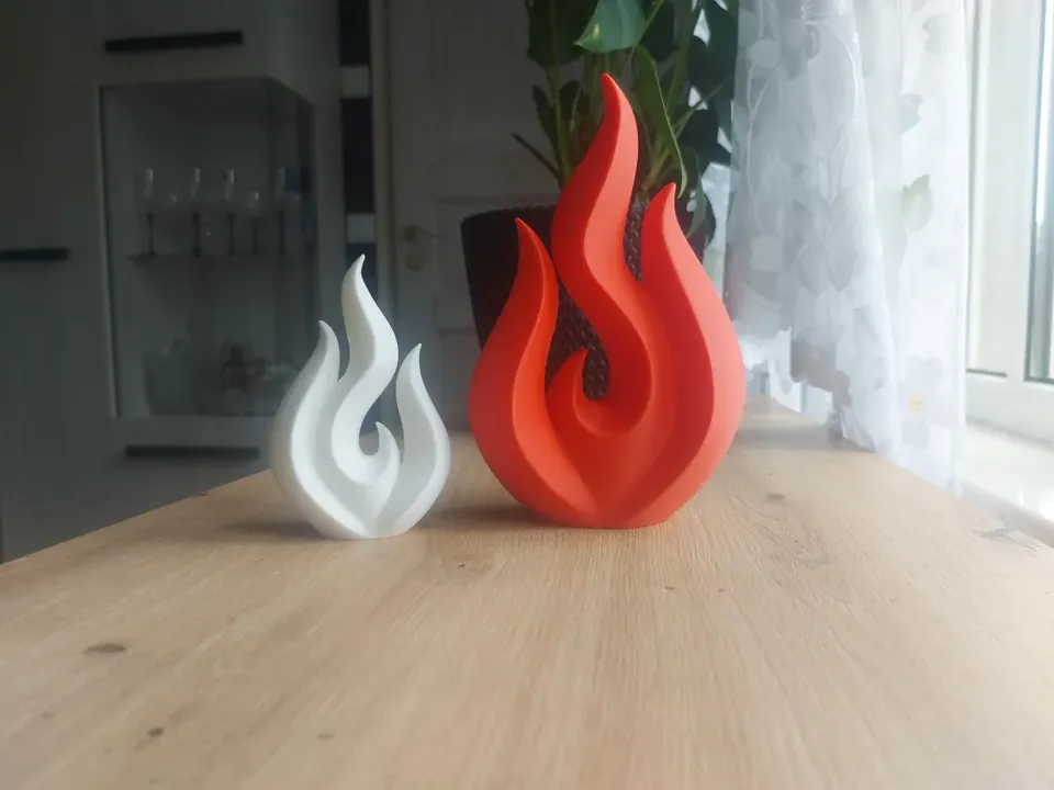 Escultura llama de fuego minimalista de 12 cm – Impresión 3D