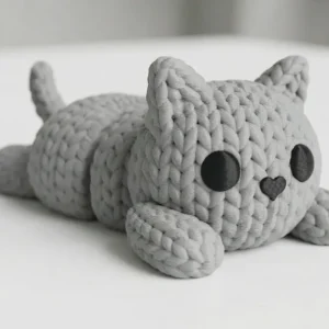 Gatito articulado de 10 cm | Figura con textura tejida