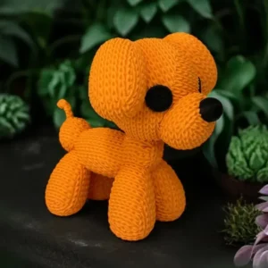 Perro globo tejido de 7.5 cm | Mini escultura decorativa