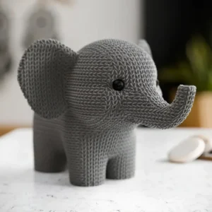 Elefante de 8 cm | Figura con textura tejida