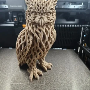 Búho Rootwoven de 12 cm | Escultura de trama orgánica