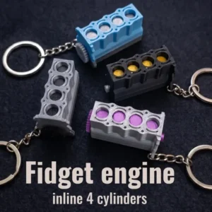Mini motor de 4 cilindros antiestrés | Dije para llavero